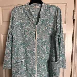 Plus size blue paisley knit robe (never worn)